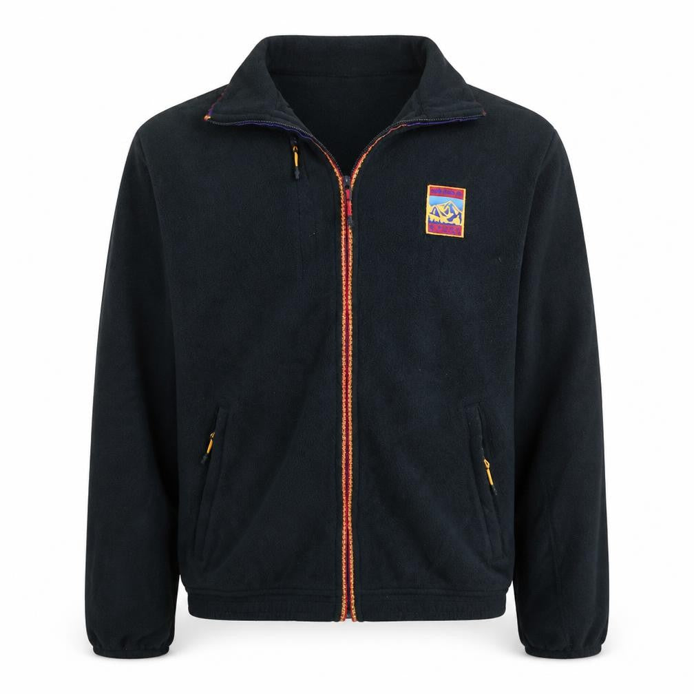 Front view of Adidas Men's Black Fleece Full Zip Outdoor Jacket, size S
