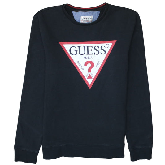 Guess Men's Black Logo Crew Neck Sweatshirt Size M Regular Fit