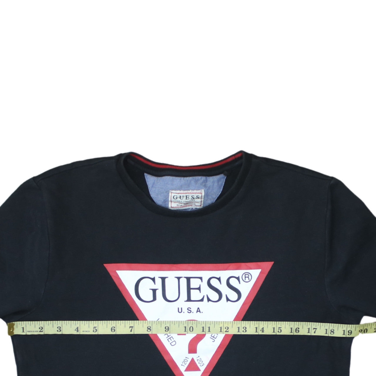 Guess Men's Black Logo Crew Neck Sweatshirt Size M Regular Fit