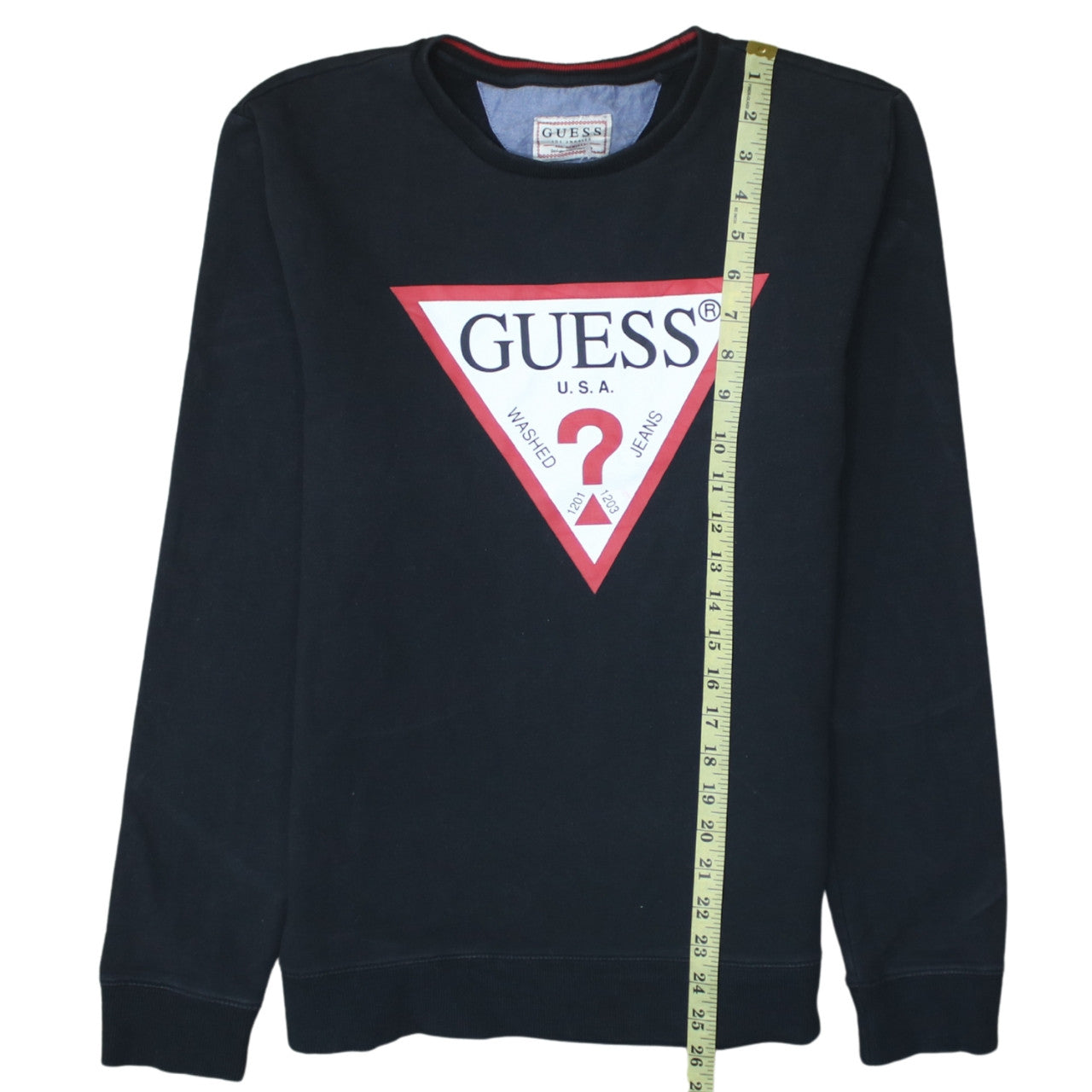 Guess Men's Black Logo Crew Neck Sweatshirt Size M Regular Fit