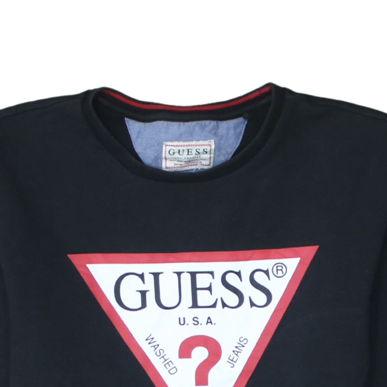 Guess Men's Black Logo Crew Neck Sweatshirt Size M Regular Fit