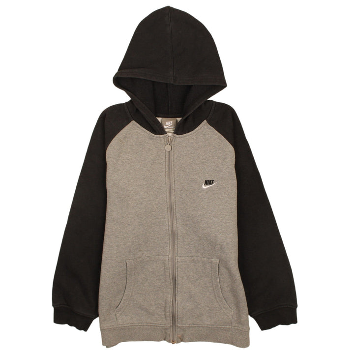 Nike Boys Grey Black Full Zip Hoodie L 12-13 Years Sportswear Logo