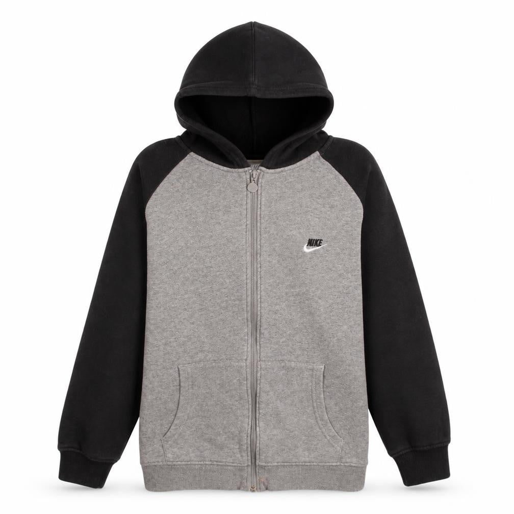 Nike Boys Grey Black Full Zip Hoodie L 12-13 Years Sportswear Logo