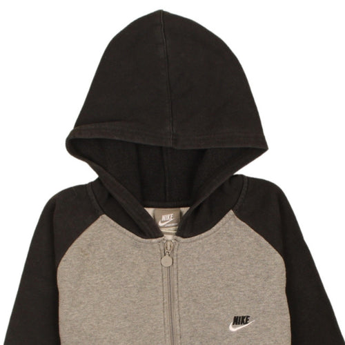 Nike Boys Grey Black Full Zip Hoodie L 12-13 Years Sportswear Logo