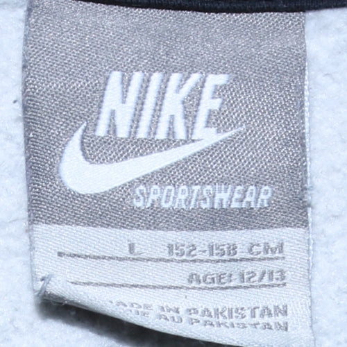 Nike Boys Grey Black Full Zip Hoodie L 12-13 Years Sportswear Logo
