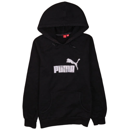 Puma Boys Black Size 12 Pullover Hoodie with Logo Detail