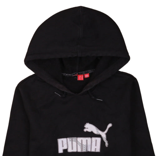 Puma Boys Black Size 12 Pullover Hoodie with Logo Detail