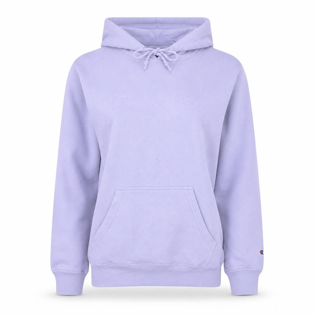 Front view of Champion women’s lavender pullover hoodie medium cotton blend
