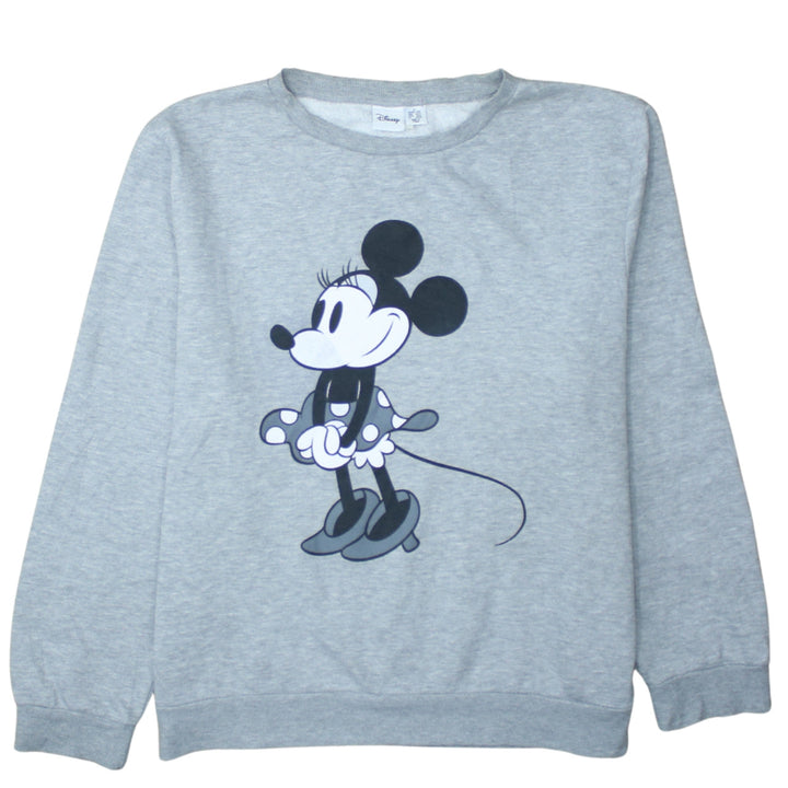 Disney Women's Grey Minnie Mouse Graphic Pullover Sweatshirt L