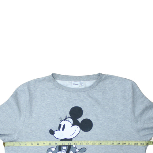 Disney Women's Grey Minnie Mouse Graphic Pullover Sweatshirt L