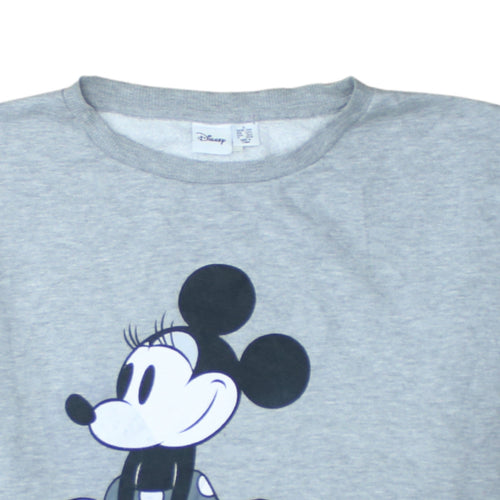 Disney Women's Grey Minnie Mouse Graphic Pullover Sweatshirt L