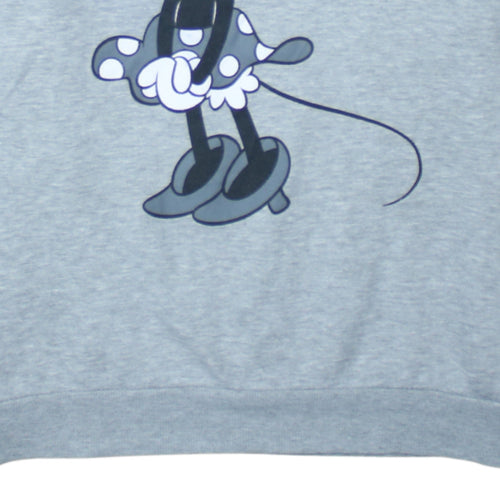 Disney Women's Grey Minnie Mouse Graphic Pullover Sweatshirt L