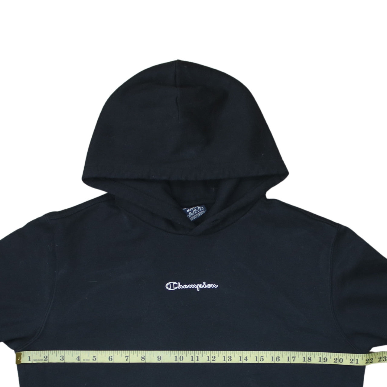 Champion Men's Black Pullover Hoodie Medium Fleece Logo Sweatshirt