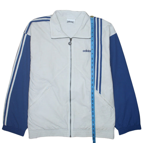 Adidas Mens White Blue Retro Track Jacket L 42in Full Zip Sportswear
