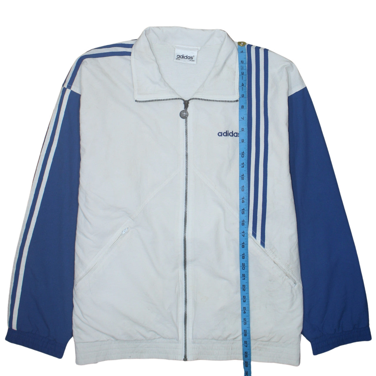 Adidas Mens White Blue Retro Track Jacket L 42in Full Zip Sportswear