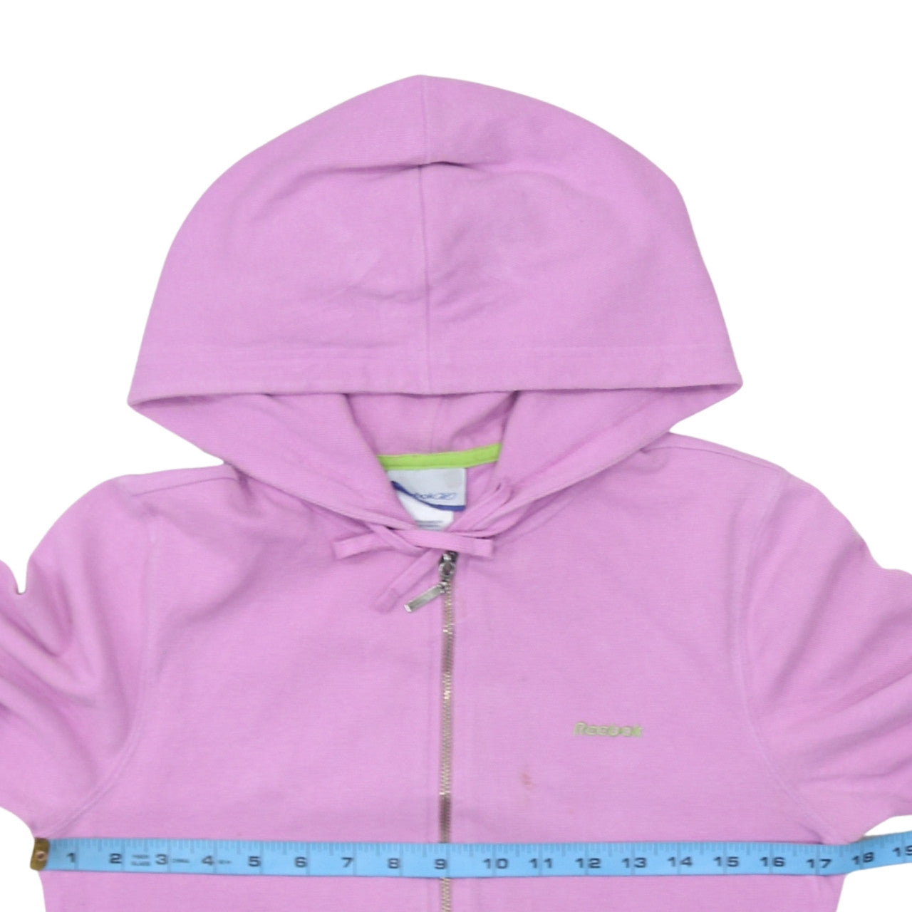 Reebok Womens Pink Full Zip Hoodie Size 12 Cotton Blend Casual Sweatshirt