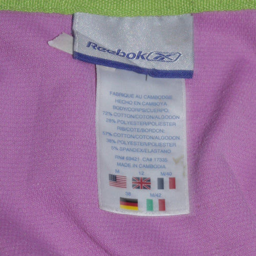 Reebok Womens Pink Full Zip Hoodie Size 12 Cotton Blend Casual Sweatshirt