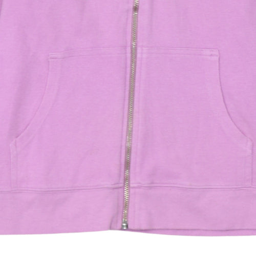 Reebok Womens Pink Full Zip Hoodie Size 12 Cotton Blend Casual Sweatshirt