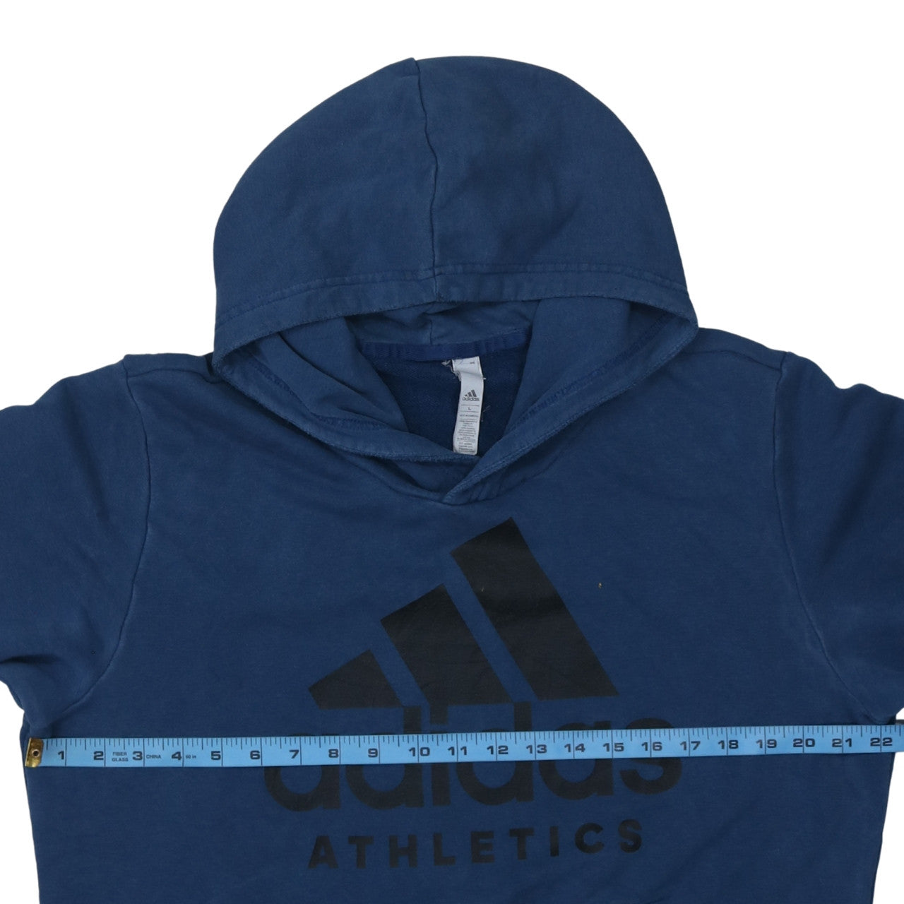 Adidas Men's Blue Pullover Hoodie L Logo Athletic Long Sleeve