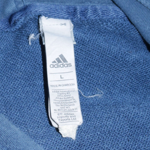 Adidas Men's Blue Pullover Hoodie L Logo Athletic Long Sleeve