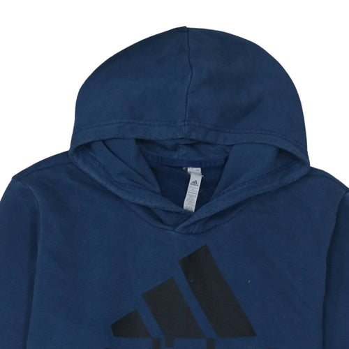 Adidas Men's Blue Pullover Hoodie L Logo Athletic Long Sleeve