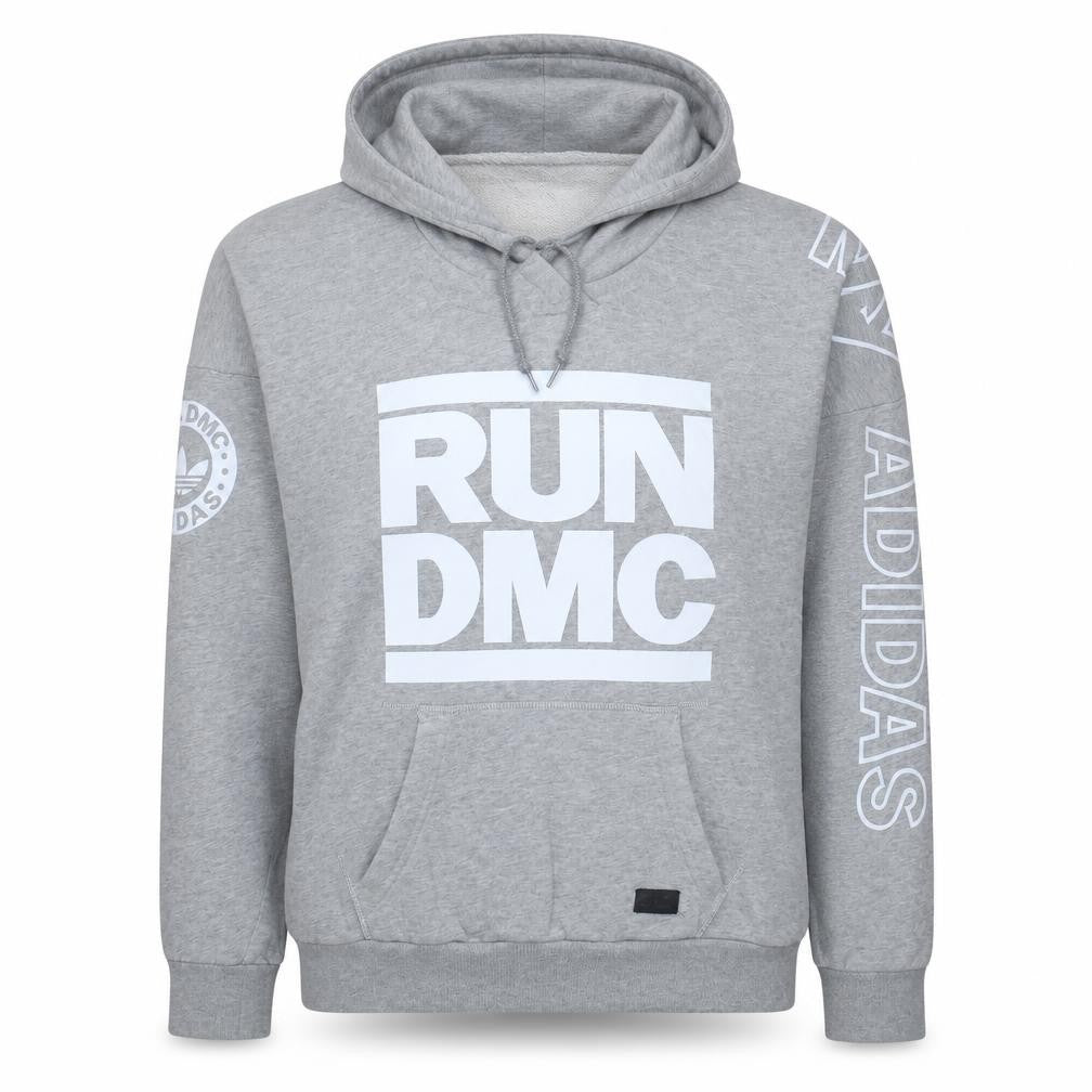 Front view of Adidas Women’s Grey RUN DMC Pullover Hoodie, size UK 6, XS