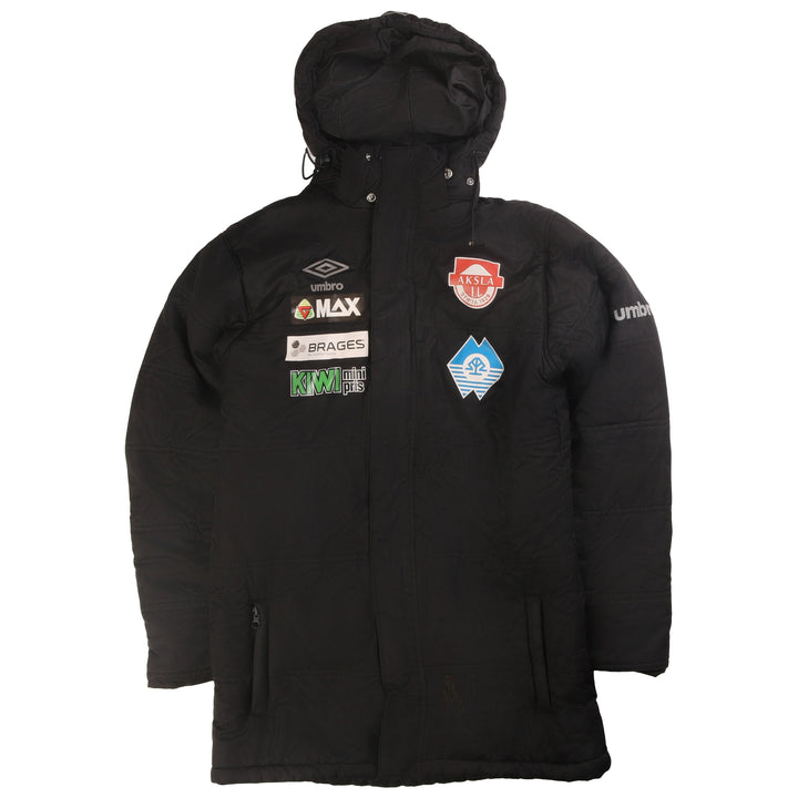 Umbro Boys Black 13-14 Years Hooded Long Puffer Coat Football Team Jacket