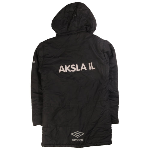 Umbro Boys Black 13-14 Years Hooded Long Puffer Coat Football Team Jacket