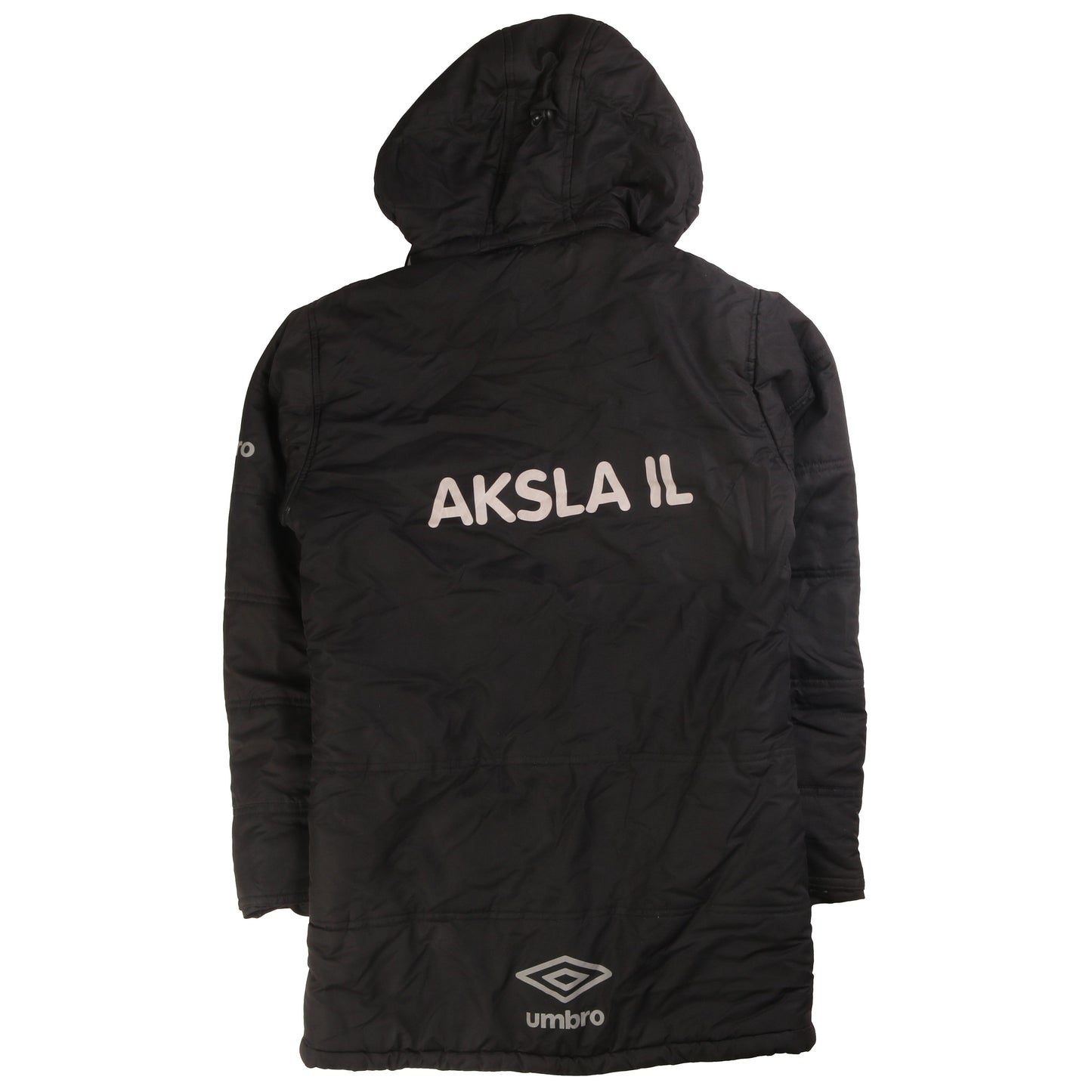 Umbro Boys Black 13-14 Years Hooded Long Puffer Coat Football Team Jacket