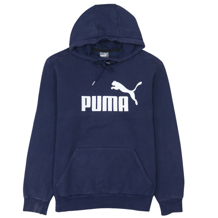 Puma Men's Blue Small Pullover Hoodie with Logo Print