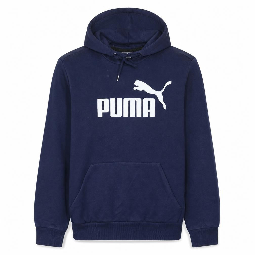 Front view of Puma Men's Blue Small Pullover Hoodie with Logo Print