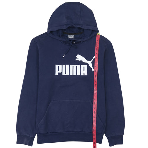 Puma Men's Blue Small Pullover Hoodie with Logo Print