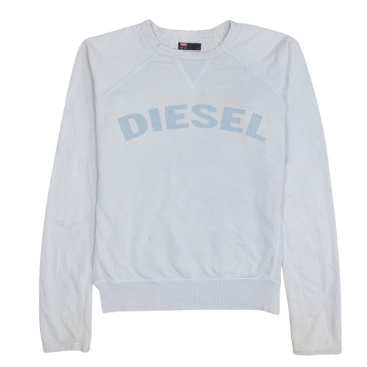 Diesel Men's White Cotton Logo Pullover Sweatshirt Size M