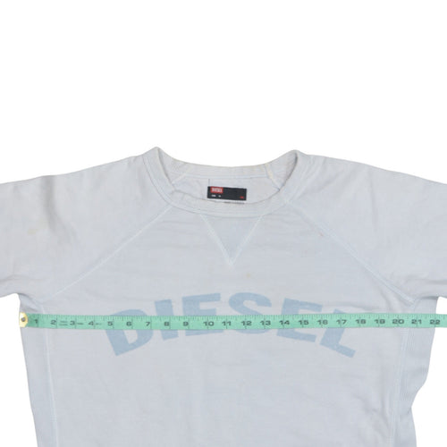 Diesel Men's White Cotton Logo Pullover Sweatshirt Size M