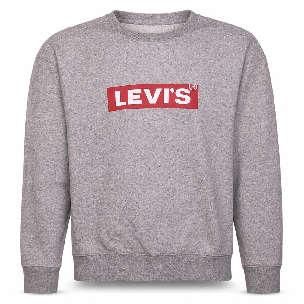 Front view of Levi's Men's Grey XS Relaxed Fit Logo Crew Neck Sweatshirt