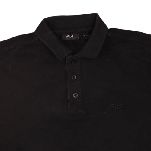FILA Men’s Black Cotton Short Sleeve Polo Shirt Size L