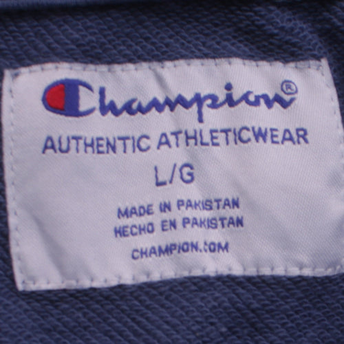 Champion Men's Blue White 1/4 Zip Sweatshirt L Regular Fit