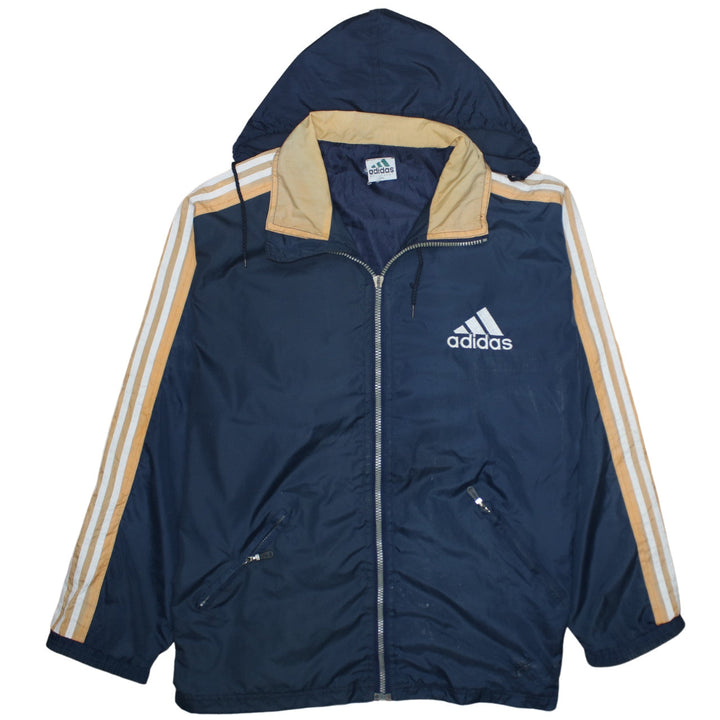 Adidas Mens Blue 2XL Retro Hooded Windbreaker Jacket