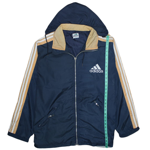 Adidas Mens Blue 2XL Retro Hooded Windbreaker Jacket