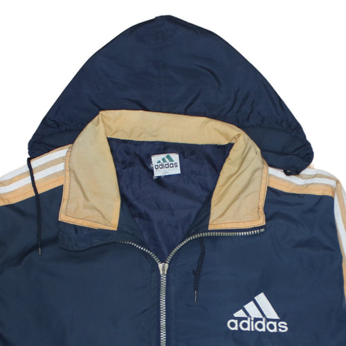 Adidas Mens Blue 2XL Retro Hooded Windbreaker Jacket
