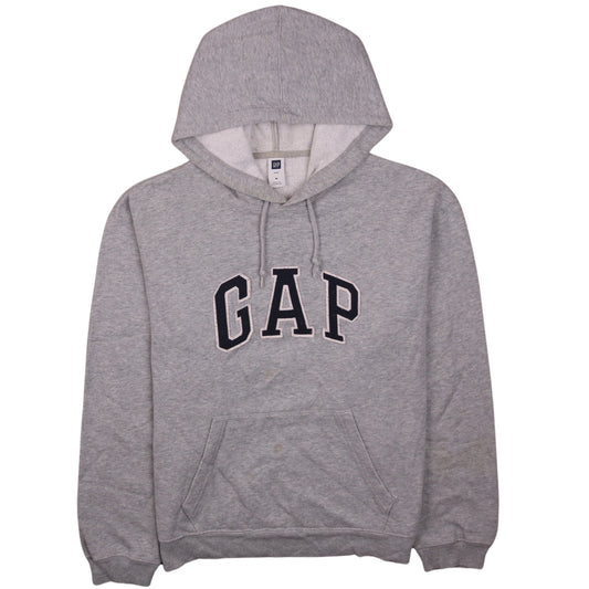 GAP Womens Grey Pullover Hoodie Medium Relaxed Fit Logo Sweatshirt