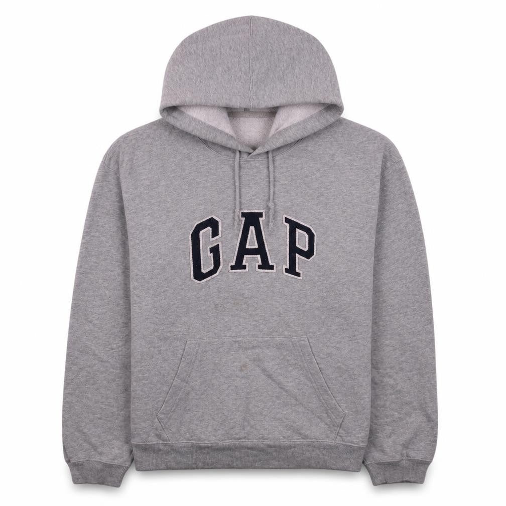 Gap Womens Grey Pullover Hoodie Medium Relaxed Fit Logo Sweatshirt
