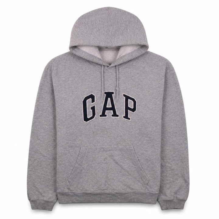 Gap Womens Grey Pullover Hoodie Medium Relaxed Fit Logo Sweatshirt