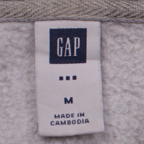 GAP Womens Grey Pullover Hoodie Medium Relaxed Fit Logo Sweatshirt