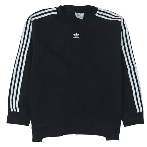Adidas Women Black Long Sleeve Sweatshirt UK 18 Crew Neck Pullover