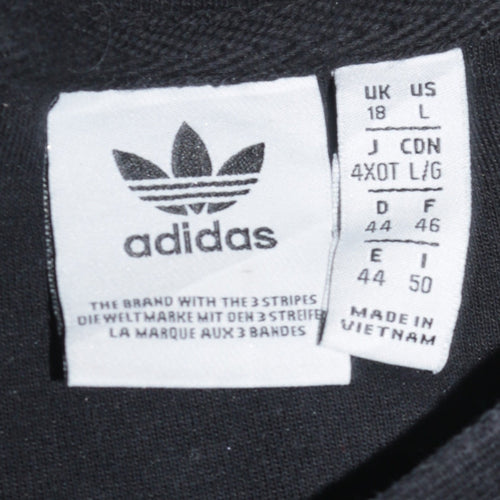 Adidas Women Black Long Sleeve Sweatshirt UK 18 Crew Neck Pullover