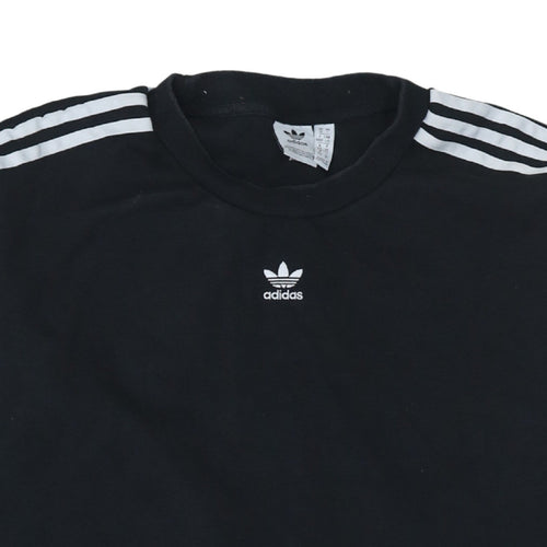 Adidas Women Black Long Sleeve Sweatshirt UK 18 Crew Neck Pullover