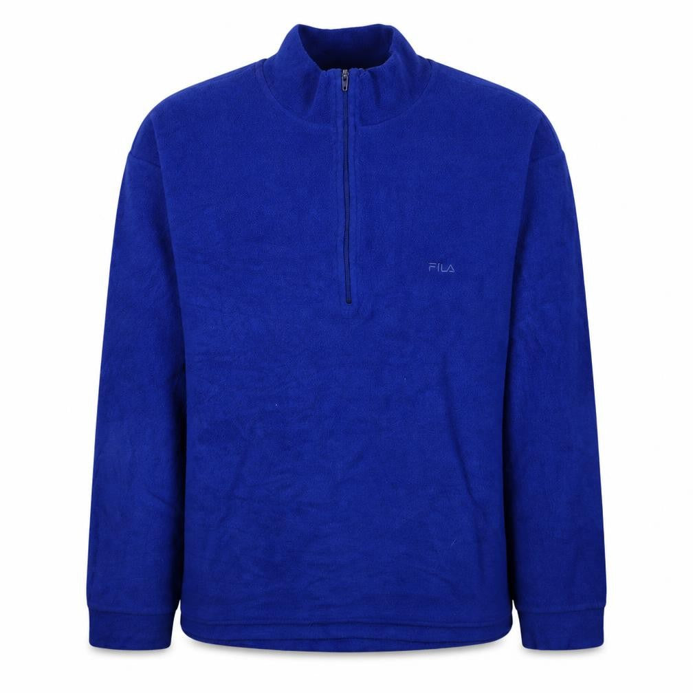 Front view of Fila Men's Blue Fleece 1/2 Zip Pullover Sweatshirt, size L
