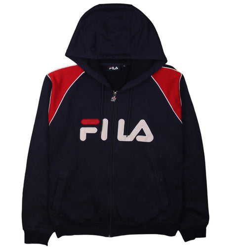 FILA Men's Blue Red Full Zip Hoodie Size M Logo Sportswear