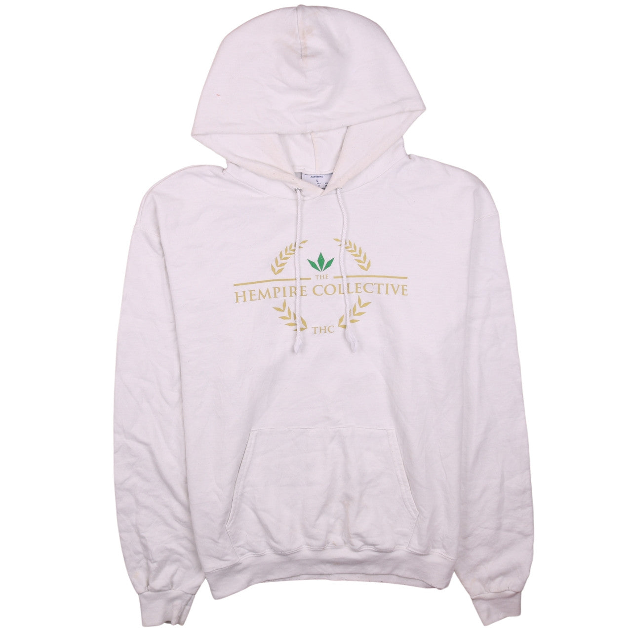 Champion Mens White Pullover Hoodie L Hempire Collective Logo